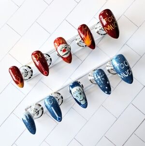 Handcrafted Heat Miser Snow Miser Christmas Press On Nails Med. Almond Handmade